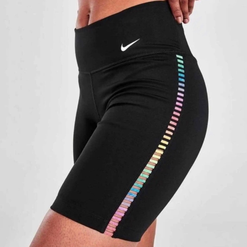 Nike One rainbow ladder black bike shorts
